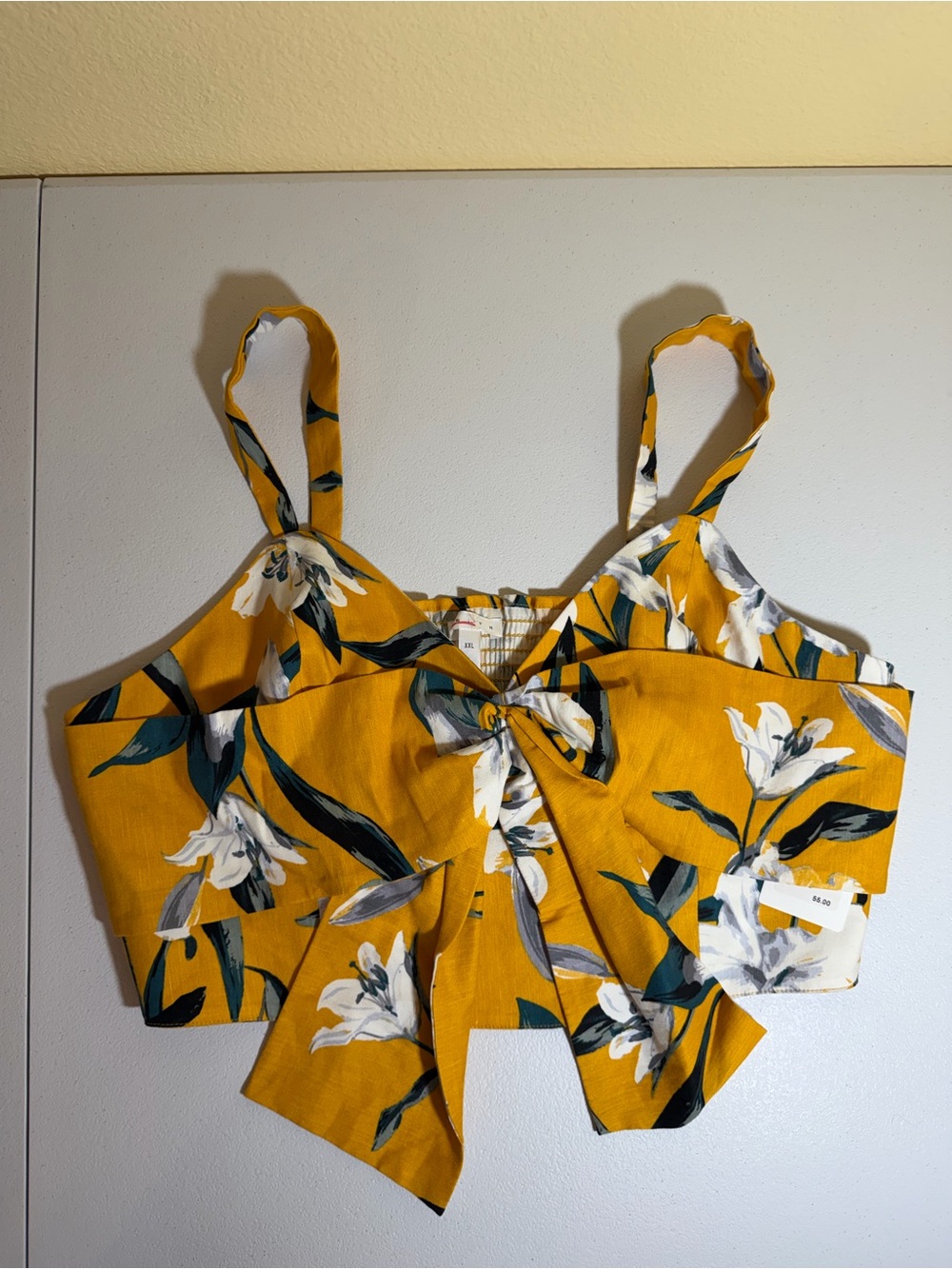 Leith Floral Tie Front Crop Top Women’s XXL Golden Yellow NWT - Picture 8 of 9